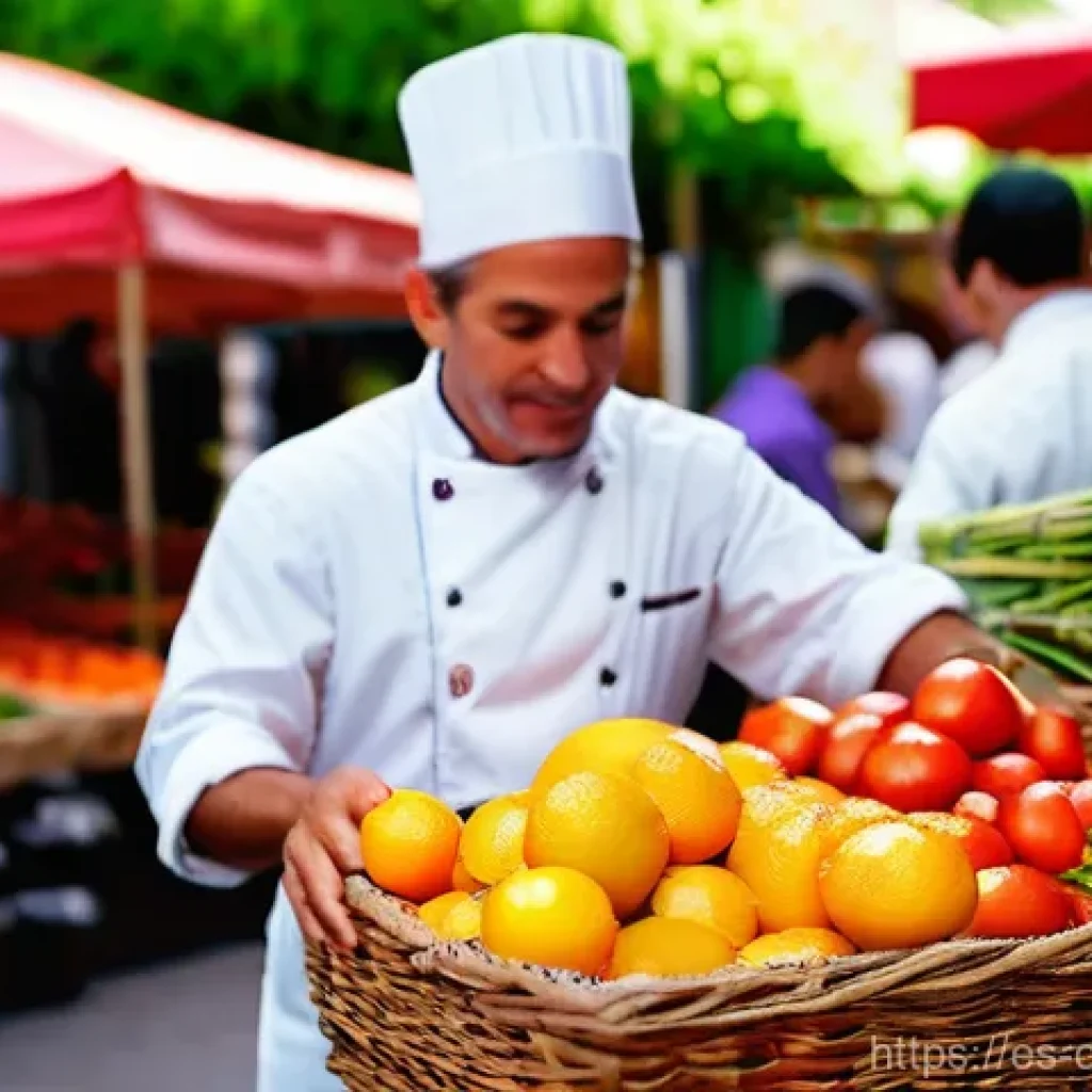 식재료 활용으로 요리하는 세계 요리 탐방 - **Vibrant Spanish Market: Local Chef's Inspiration**
A bustling, sunlit Spanish local market sce...