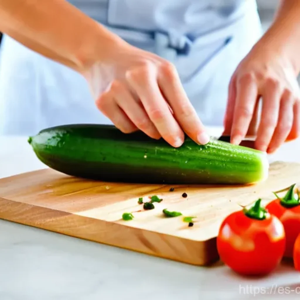 식재료 활용을 위한 요리 도구 추천 - **Precision Knife Work in a Modern Kitchen**
A focused, adult home chef (wearing a clean, light-...