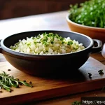 Home 23 식재료 활용을 통한 색다른 요리 도전 - A rustic kitchen scene featuring a close-up of a wooden cutting board with freshly chopped garlic cl...