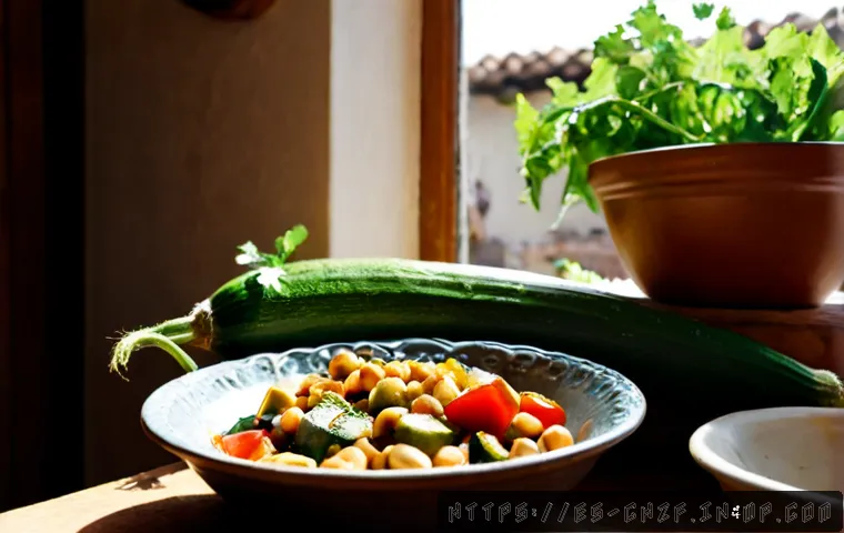 식재료 활용  요리에서의 창의력 발휘하기 - Photorealistic sunlit Spanish home kitchen, an older Hispanic woman creatively transforming humble f...